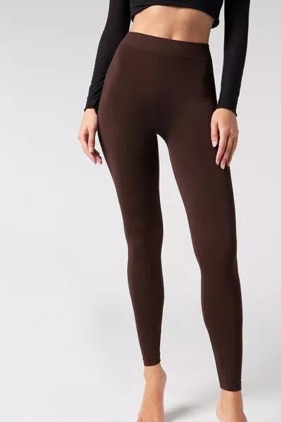 Brown Ultra Opaque  Leggings, Dark Brown, large image number 1