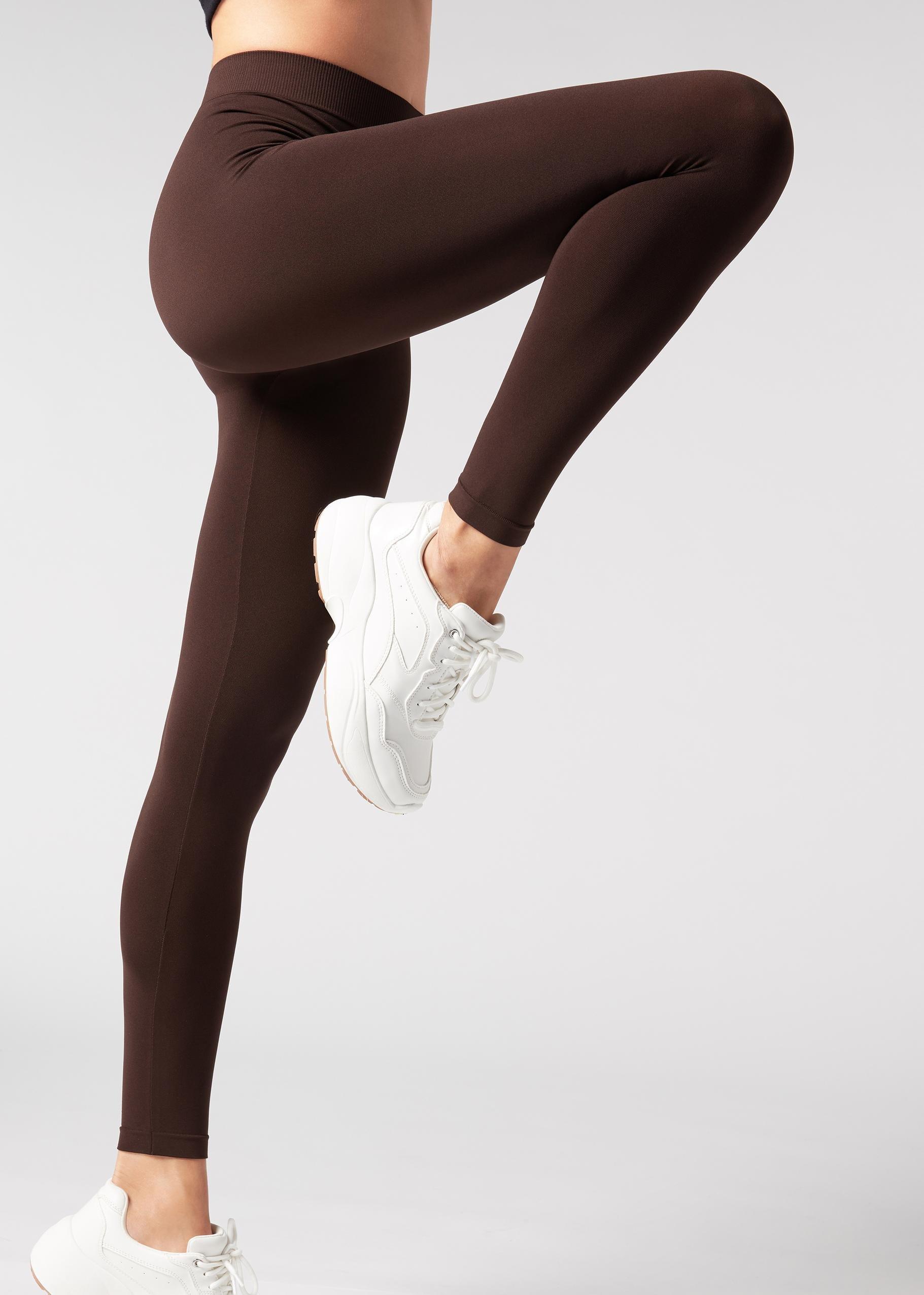 Brown Ultra Opaque  Leggings, Dark Brown, large image number 2