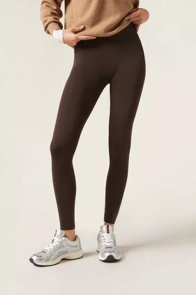 Brown Ultra Opaque  Leggings, Dark Brown, large image number 3