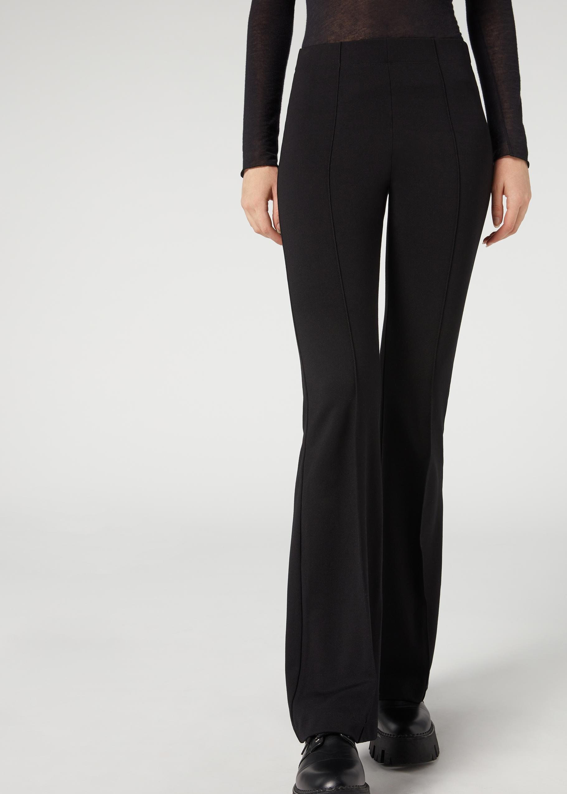 Black Flared Leggings, , large image number 0