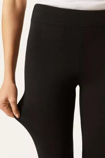 Black Flared Leggings, Black, large image number 7