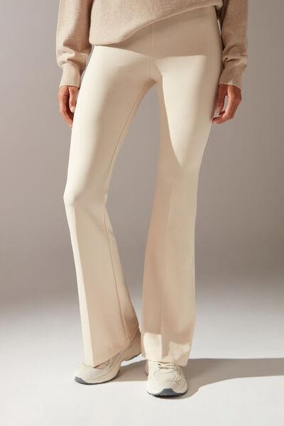 Beige Flared Leggings, , large image number 0