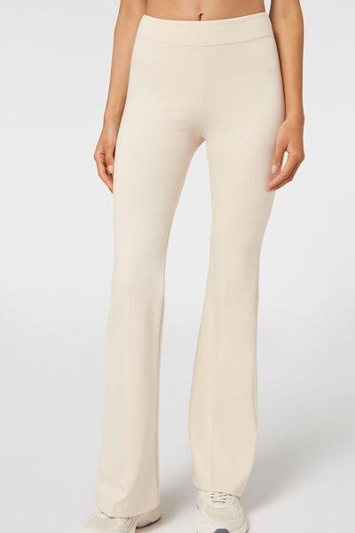 Beige Flared Leggings, , large image number 1