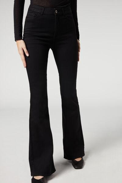 Black Flared Jeans, Black Denim, large image number 1