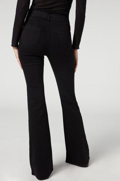 Black Flared Jeans, Black Denim, large image number 2