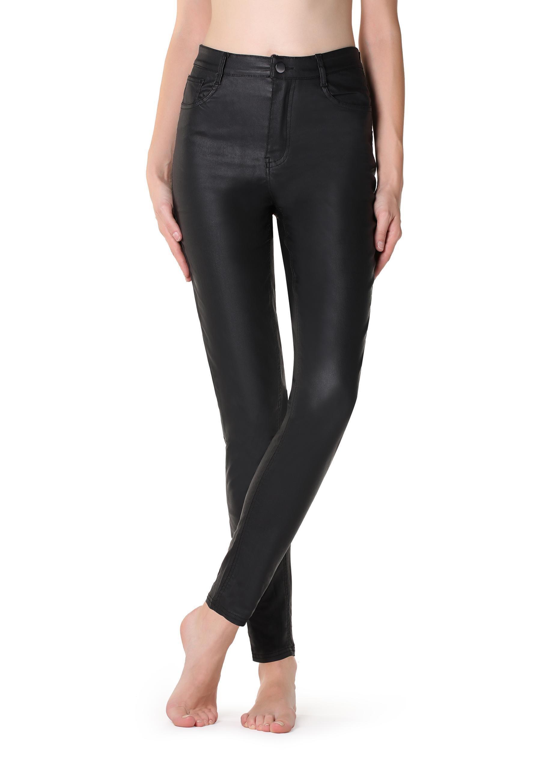 Black Leather-Look Jeans, , large image number 1