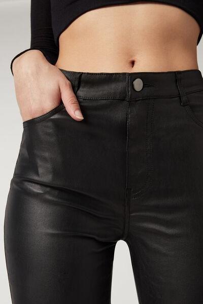 Black Leather-Look Jeans, , large image number 6