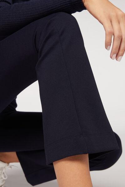 Blue Cropped Flared Leggings, , large image number 4