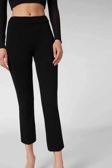 Calzedonia - Black Cropped Flared Leggings