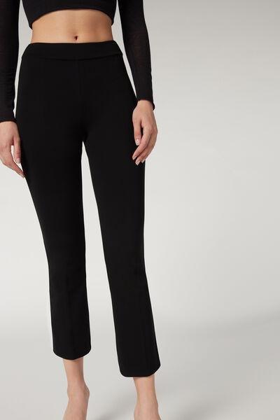 Black Cropped Flared Leggings, , large image number 7