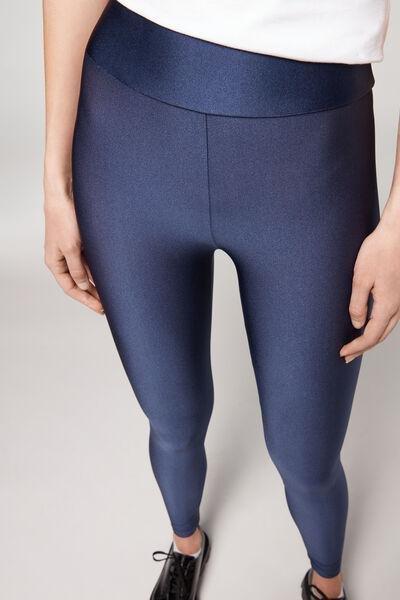 Blue Super Shiny Leggings, , large image number 0