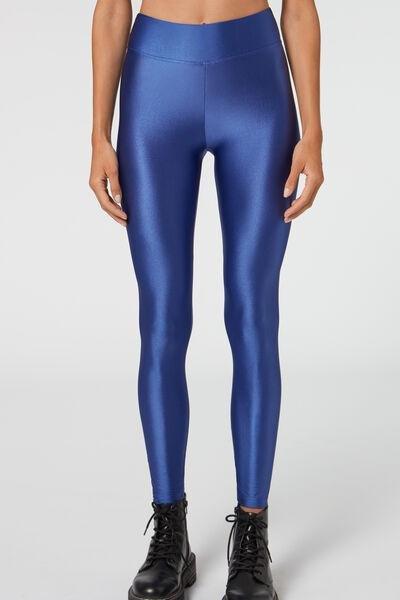 Blue Super Shiny Leggings, , large image number 1