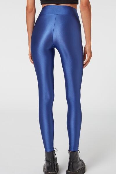 Blue Super Shiny Leggings, , large image number 2