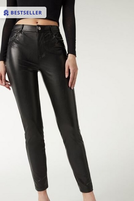 Calzedonia - Black Thermal Leather-Look Leggings