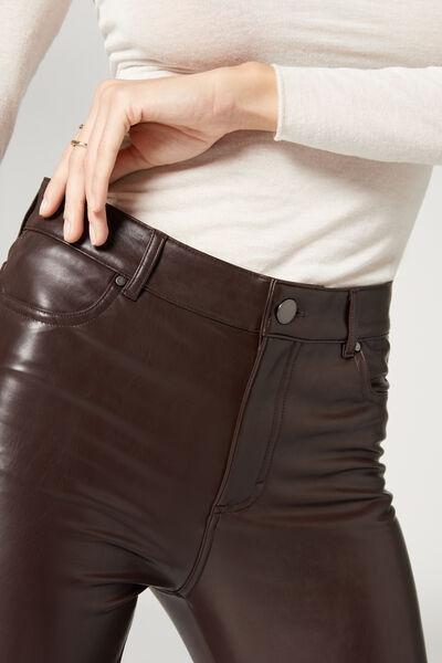 Calzedonia Brown Thermal Leather-Look Leggings