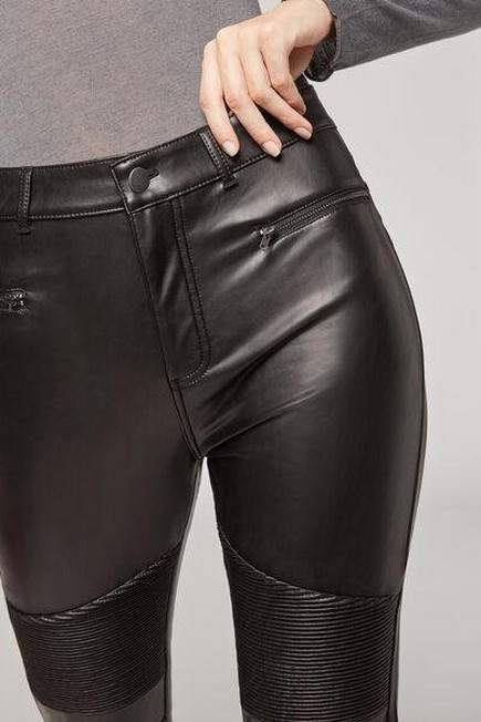 Calzedonia Black Leather Effect Leggings