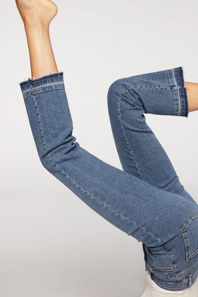 Blue Cropped Flare Jeans, 5501_4792, large image number 0