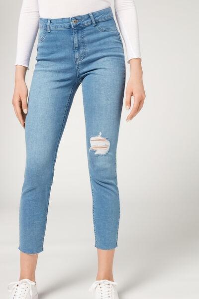 Calzedonia Light Denim Blue Ripped Soft Touch Push-Up Jeans