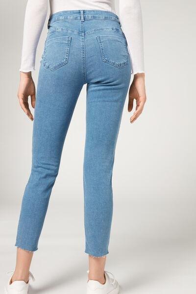 Light Denim Blue Ripped Soft Touch Push-Up Jeans, , large image number 4