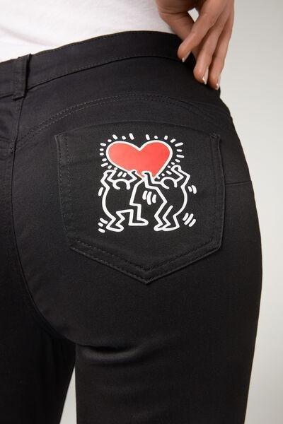 Black Denim Keith Haring Soft Touch Push-Up Jeans, , large image number 0