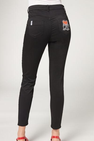 Black Denim Keith Haring Soft Touch Push-Up Jeans, , large image number 2