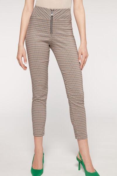 طماق بنقشة مربعات بسحاب أسود, , large image number 1