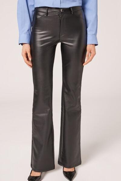 Black Thermal Flare Leggings, Black, large image number 1