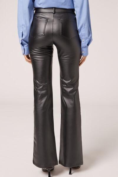 Black Thermal Flare Leggings, Black, large image number 2