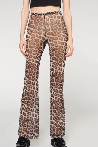 Calzedonia Beige Printed Tulle Flared Leggings