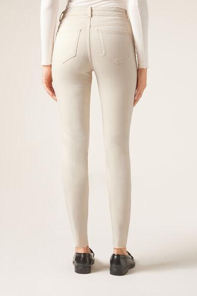 Beige Plain Ankle-Length Jeans, , large image number 2