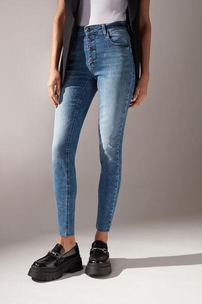 Calzedonia Blue Super Skinny Jeans With Buttons Azadea UAE