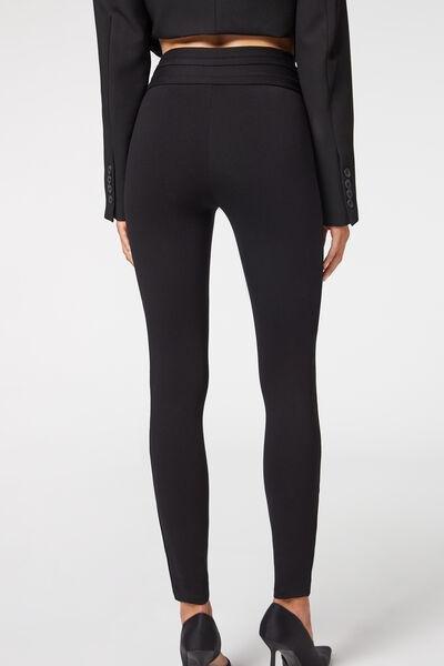 Black Buttoned Skinny Leggings, , large image number 2