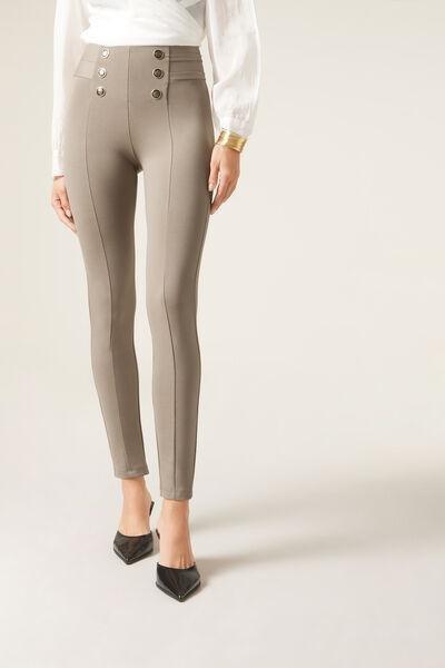 Grey Leather Effect Faux-Leather Leggings, , medium