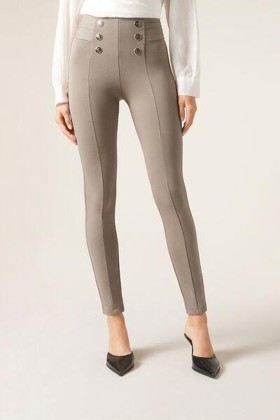 Grey Leather Effect Faux-Leather Leggings, , large image number 1