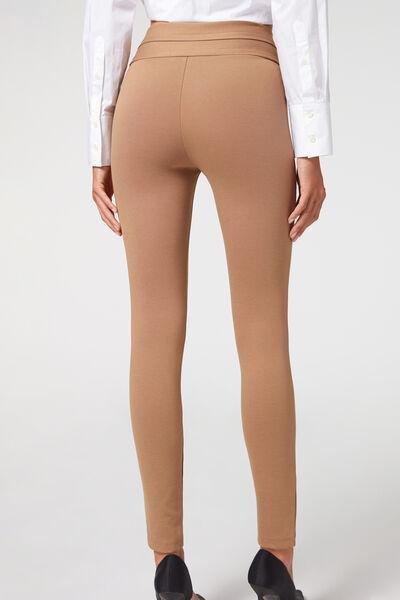 Beige Sailor Skinny Leggings With Buttons, , large image number 2
