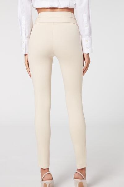 Calzedonia Cream Sailor Skinny Leggings With Buttons