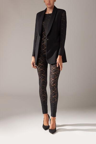 Calzedonia Black Floral Lace Skinny Jumpsuit