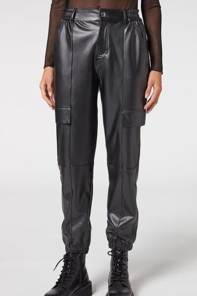 Calzedonia Black Coated Effect Cargo Joggers Azadea UAE