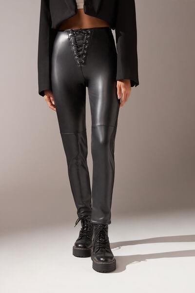 Calzedonia + Biker Leather-Effect And Cotton Leggings