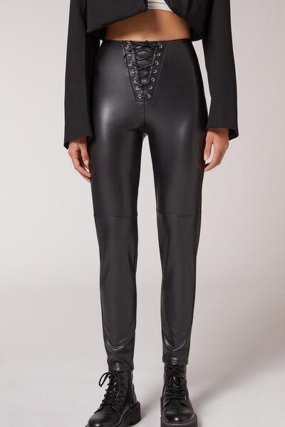 GLAMMMM  Brand New Calzedonia vinyl black leggings with thermal