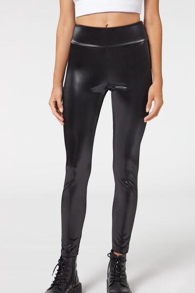 Calzedonia Calças  Senhora Leggings Skinny Efeito Pele 019 - preto >  norelabella