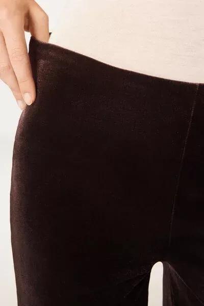 Brown Velvet Wide Leg Palazzo Pants, 5501_117F, large image number 3