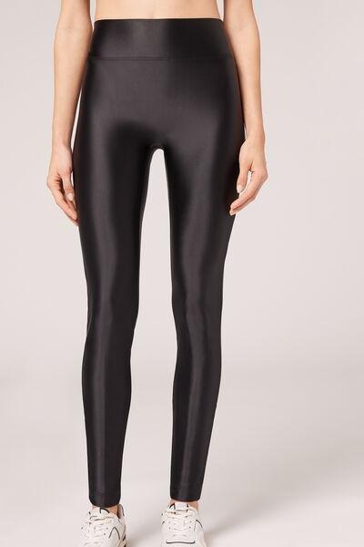 Black Super Shine Leggings, , large image number 1