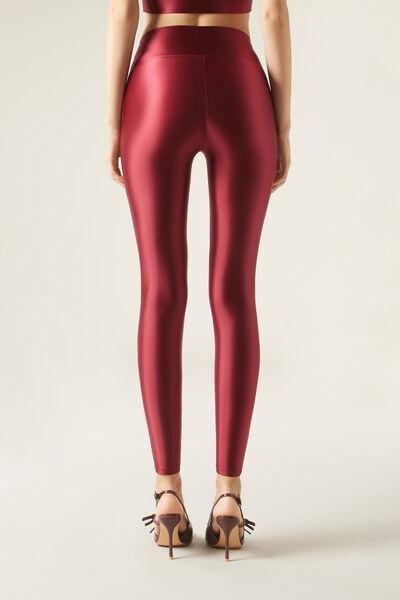 Red Super Shine Satin Leggings, 5501_064F, large image number 2
