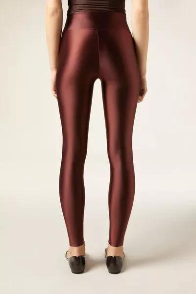 Red Super Shine Satin Leggings, 5501_154F, large image number 2