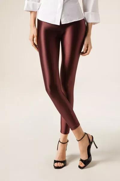 Red Super Shine Satin Leggings, 5501_154F, large image number 3