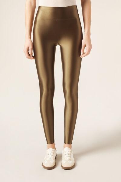 Green Super Shine Satin Leggings, 5501_155F, large image number 0