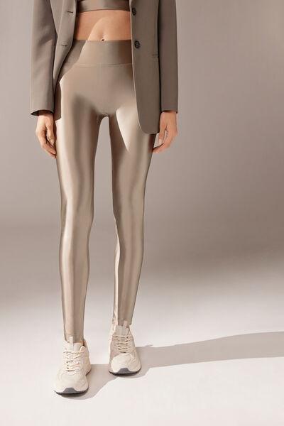 Beige Super Shine Leggings, 5501_865C, large image number 0