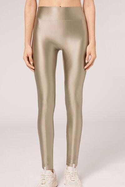 Beige Super Shine Leggings, 5501_865C, large image number 1