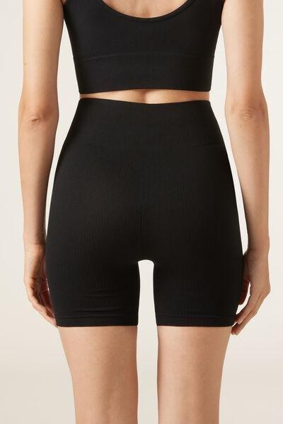 Black Seamless Cycling Shorts, , large image number 2